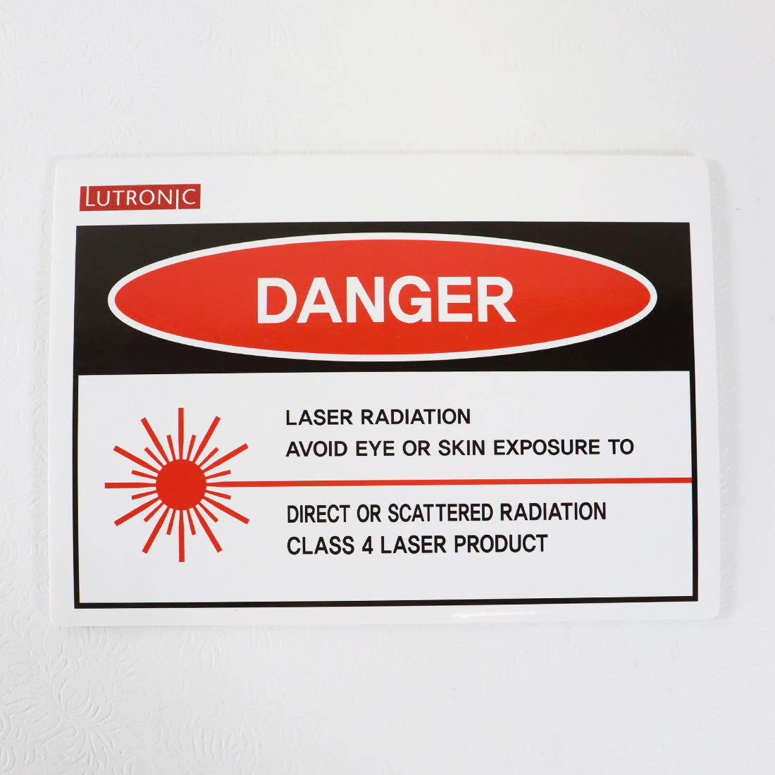 Lutronic Class 4 Laser Radiation Danger Warning Sign Posterboard