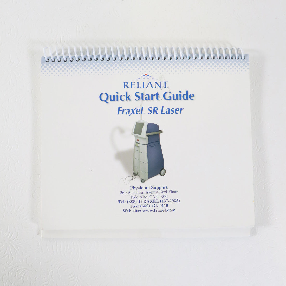 2005 Reliant Technologies Fraxel SR Laser Quick Start Reference Guide Rev 2