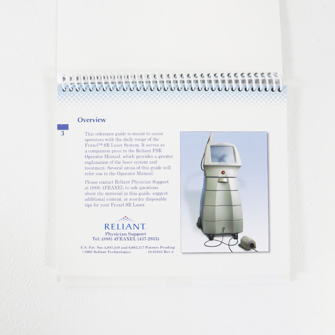 2005 Reliant Technologies Fraxel SR Laser Quick Start Reference Guide Rev 2