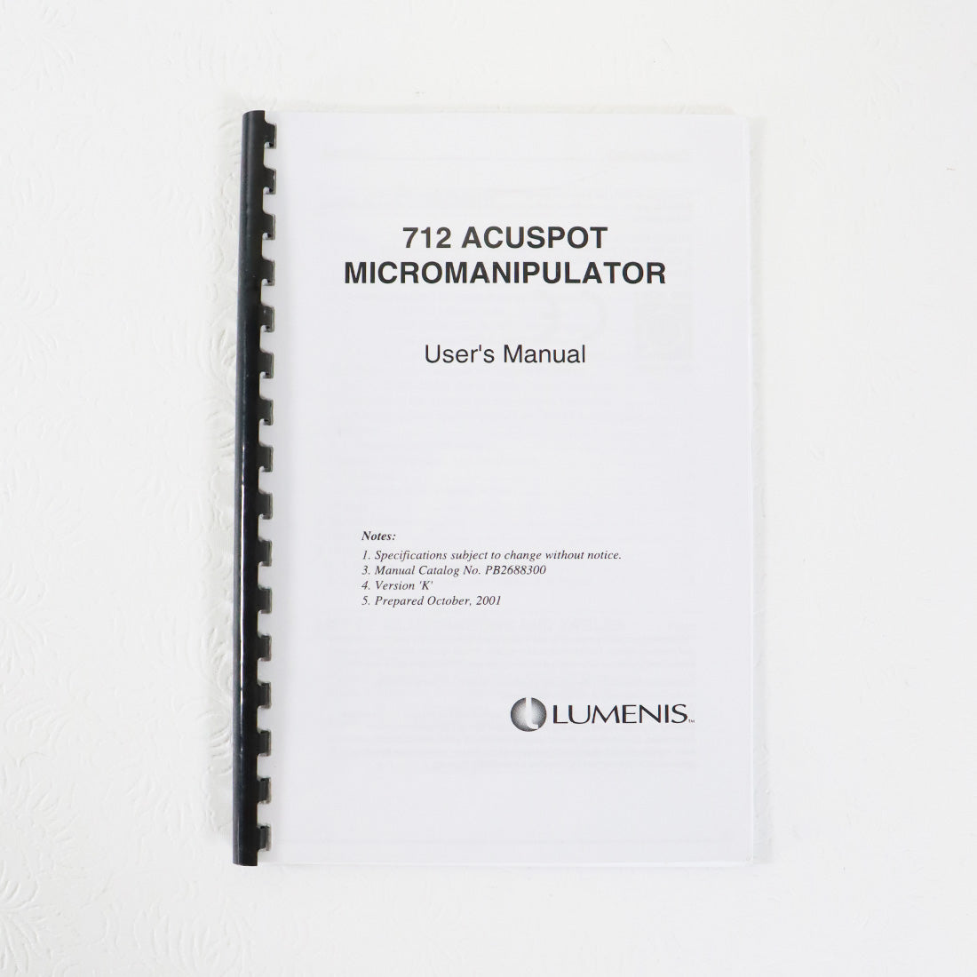 2001 Lumenis 712 Acuspot Mircomanipulator User's Manual PB2688300 Version K