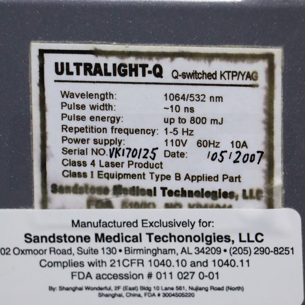 2007 Ellman Sandstone Medical Ultralight-Q Switch YAG Laser Tattoo Removal