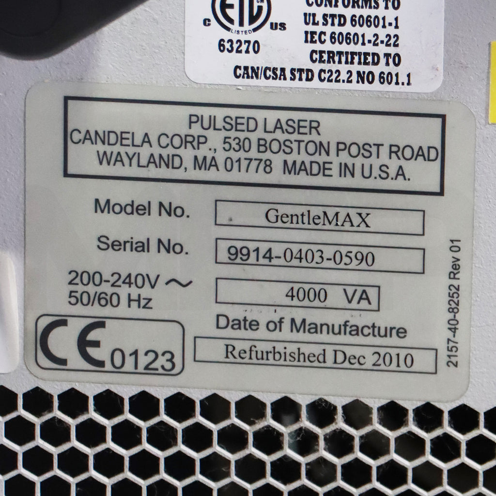 2010 Candela GentleMax Pulsed Laser System 9914-0403-0590