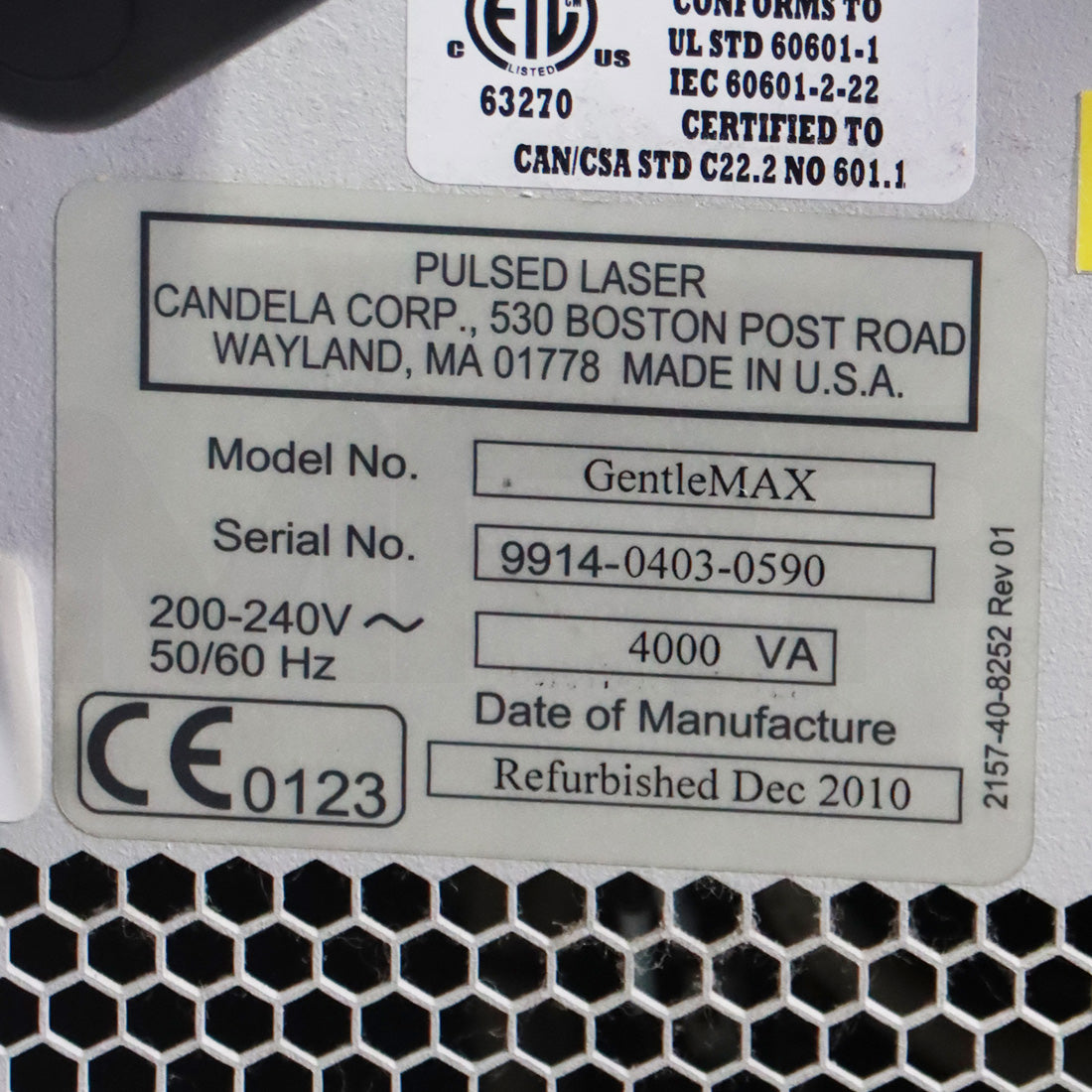 2010 Candela GentleMax Pulsed Laser System 9914-0403-0590