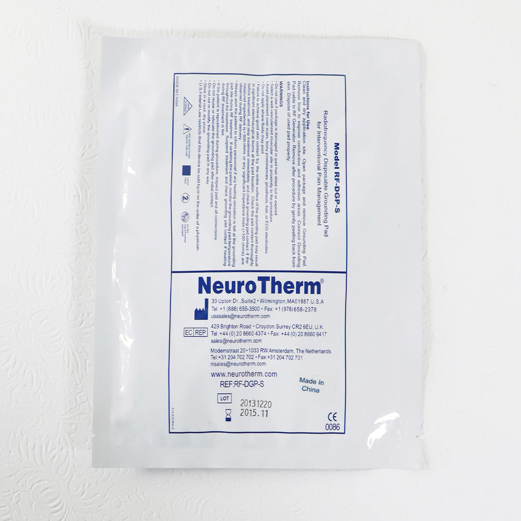 Thermi NeuroTherm RF Disposable Grounding Pad RF-DGP-S 1x Single EXP 11/2015