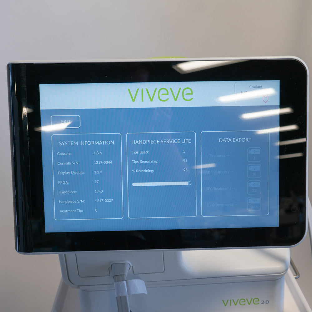 2017 Viveve 2.0 Cryogen Cooled Monopolar Radio Frequency w Handpiece Tips RF