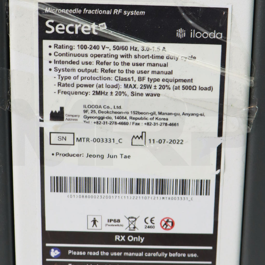 2022 Ilooda Cutera Secret RF System Serial