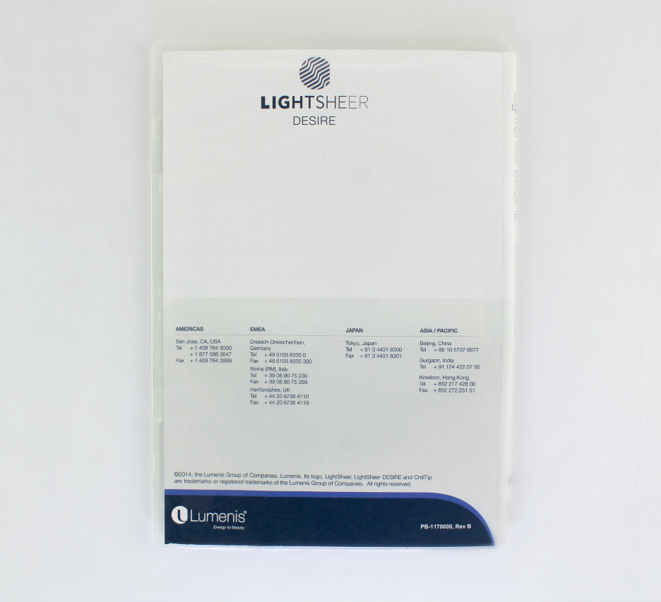Lumenis LIGHTSHEER DESIRE Laser Hair Removal OPERATOR MANUAL CD Handpiece