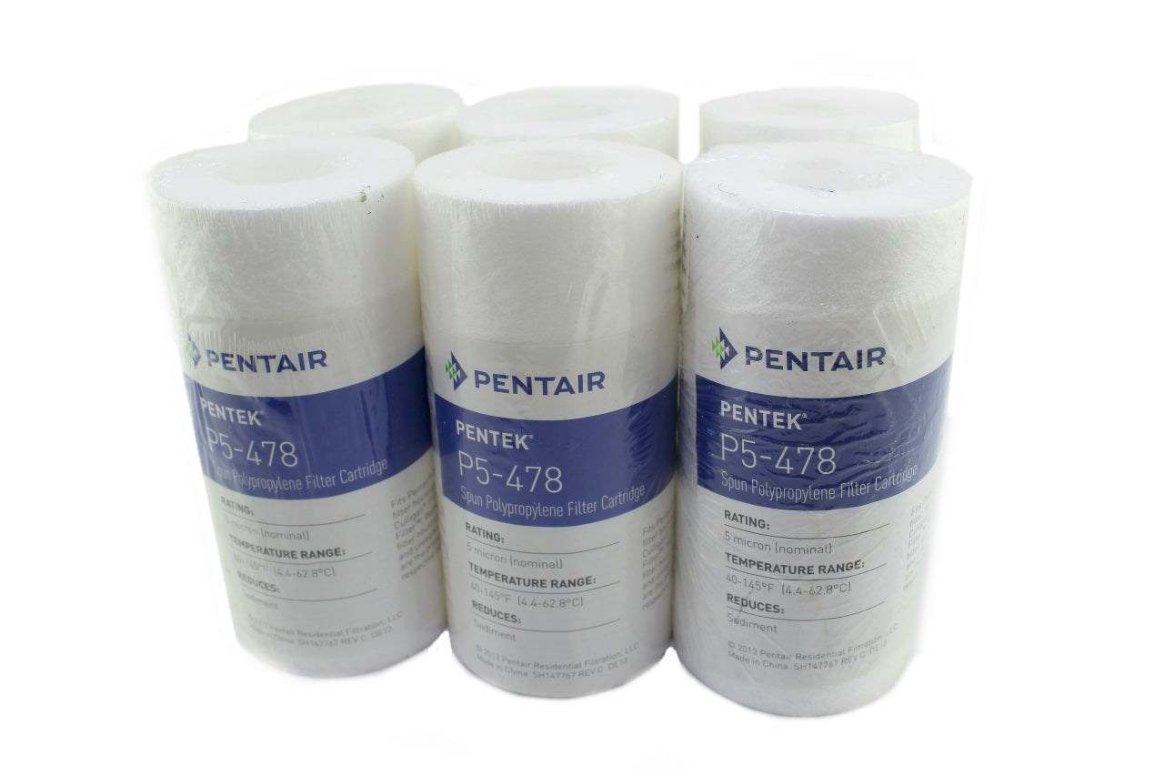 NEW Pentair PENTEK P5-478 Spun Polypropylene Filter Cartridges - 5 micron (X6 Pcs)