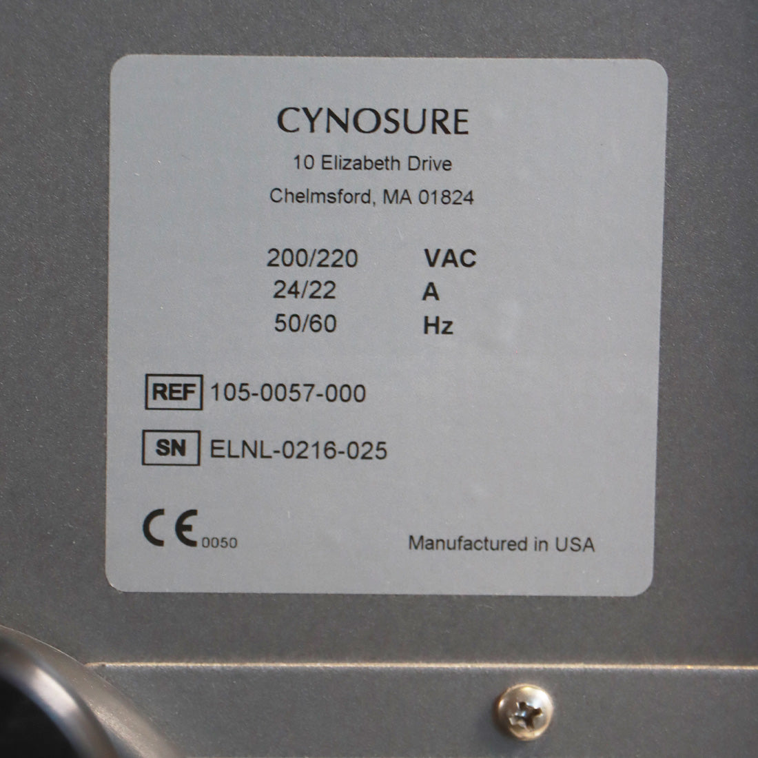 Cynosure Apogee Elite 105-0057-000 w/ Zimmer Cyro 6 Chiller Hair Removal Lesion