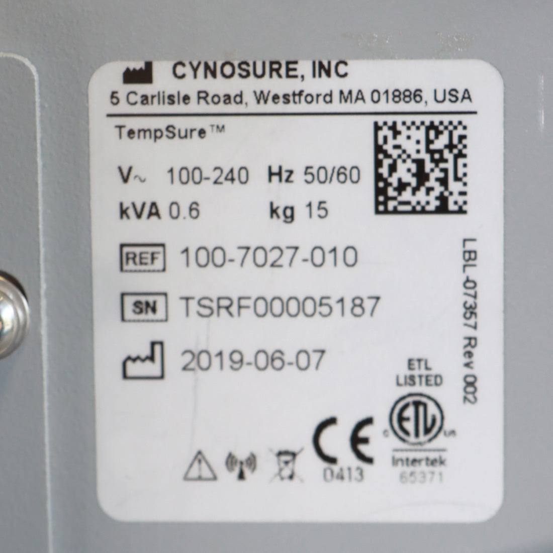 2019 Cynosure Ellman TempSure-RF 100-7027-010 Skin Tightening System