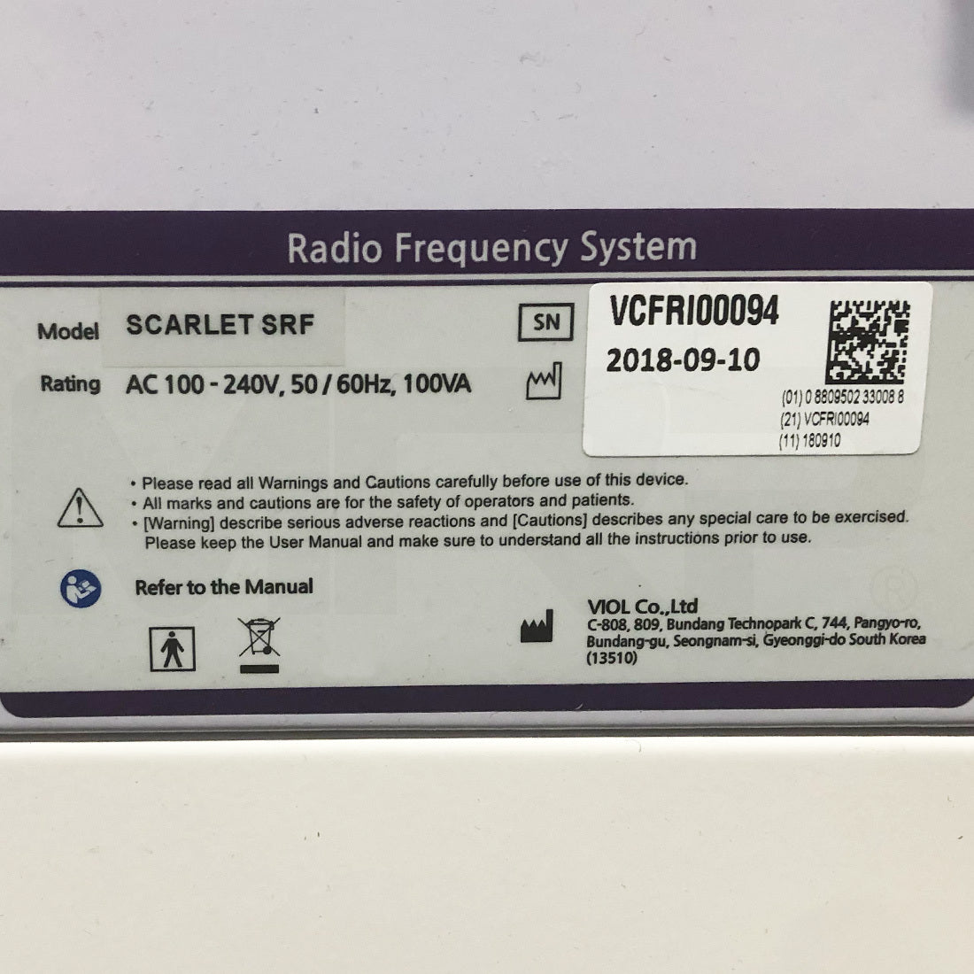 2018 Scarlet SRF Viol RF Microneedle Skin Tightening Treatment Rejuvenation System