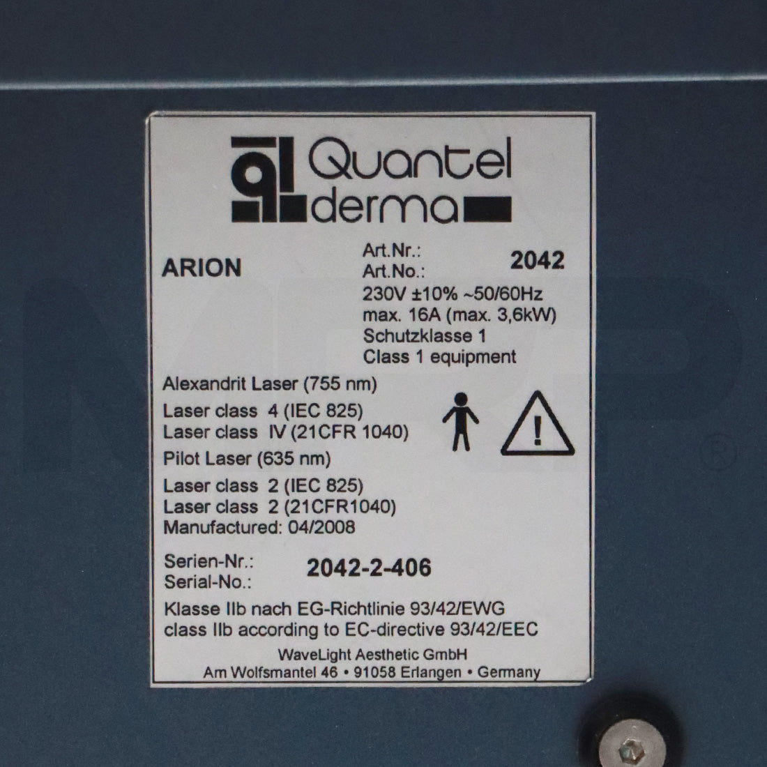2008 Alma Quantel Derma Arion Skin Resurfacing Rejuvenation Smoothing System