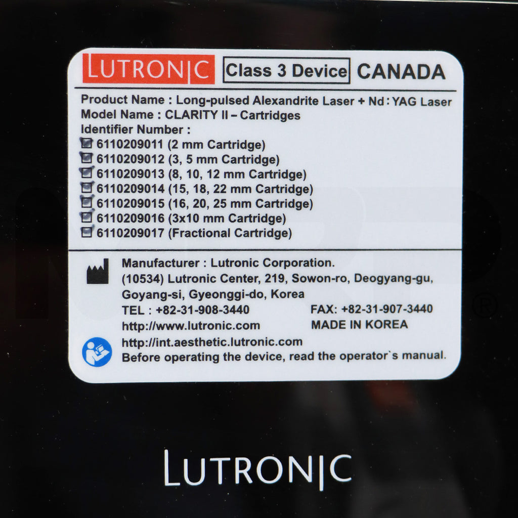 2023 Lutronic Clarity II 2 755/1064nm Dual Wavelength Laser Hair Removal HR Device