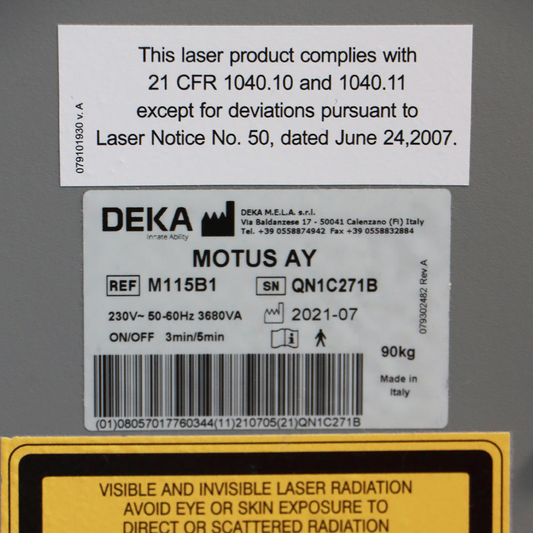 2021 DEKA Motus AY Laser Nd YAG Alex 755nm 1064nm Hair Removal System