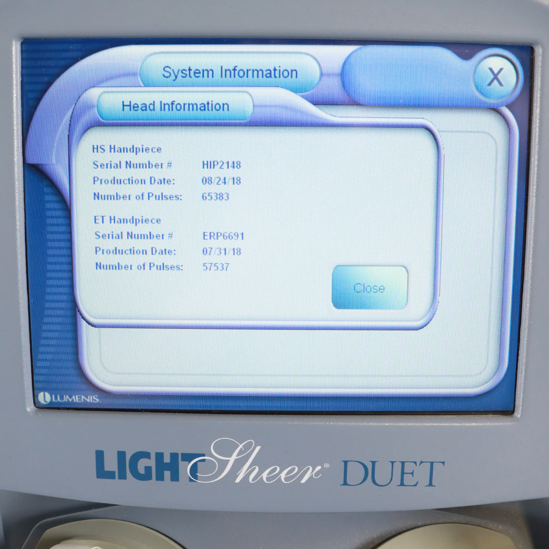 2014 Lumenis LightSheer Duet Diode Laser Hair Removal Medical Laser ET HS