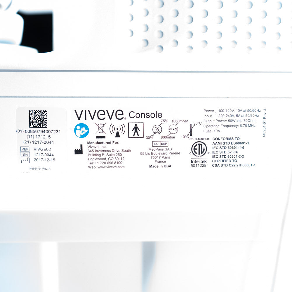 2017 Viveve 2.0 Cryogen Cooled Monopolar Radio Frequency w Handpiece Tips RF