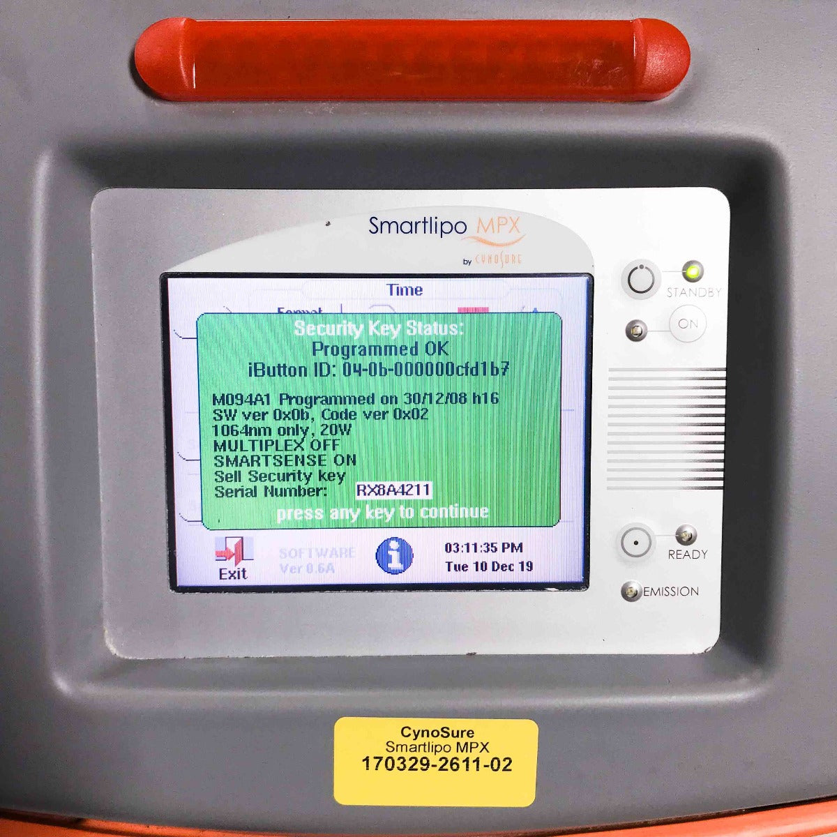2008 Cynosure SmartLipo MPX 24 Watt Nd:Yag Laser System 1064nm ONLY NON-RFID