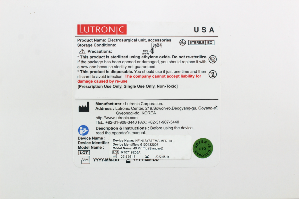 Lutronic Infini Systems-MFR Tip Microneedling 49-Pin Cartridge MFR 49