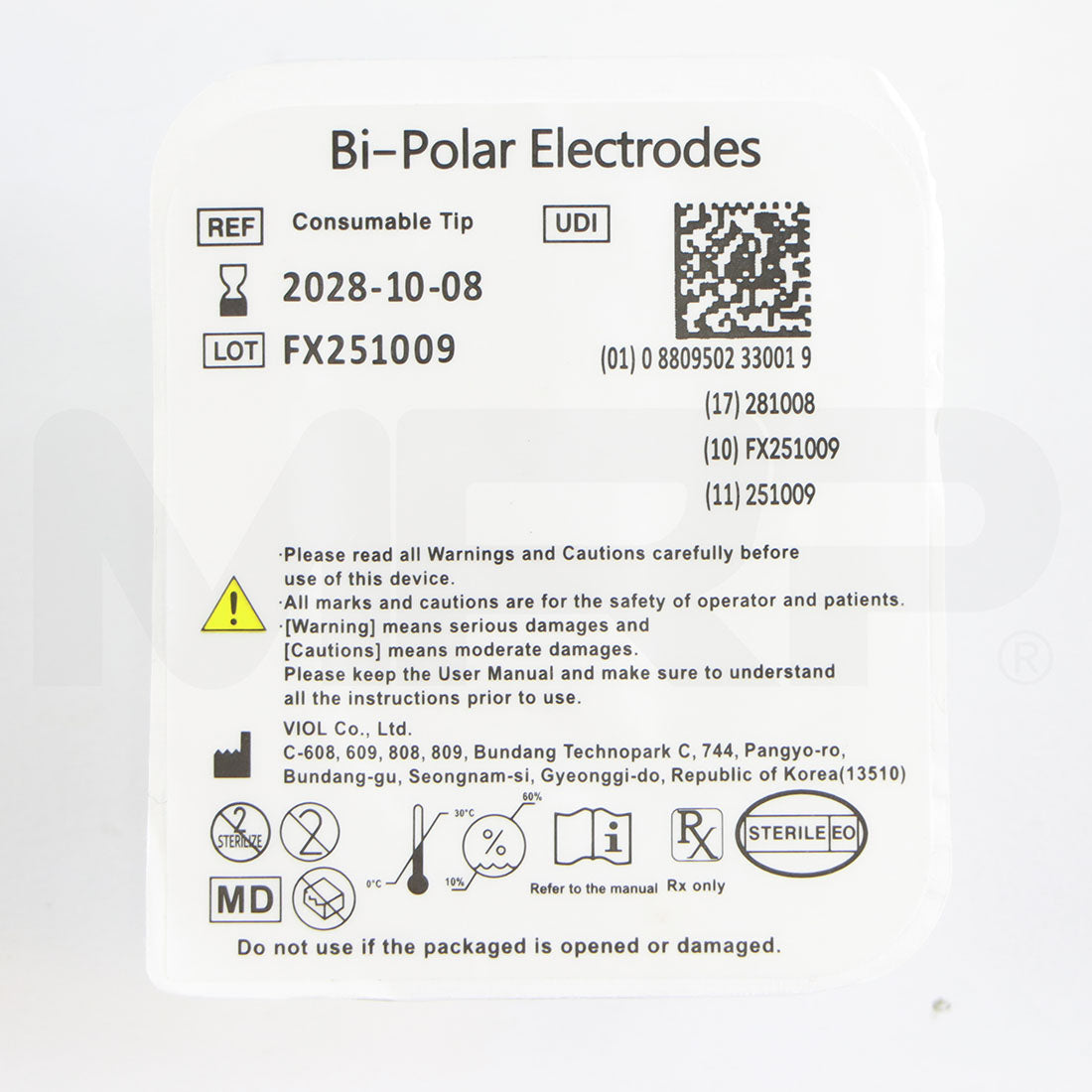 Viol Sylfirm X XE-25 Bi-Polar Electrodes Consumable Tip Label