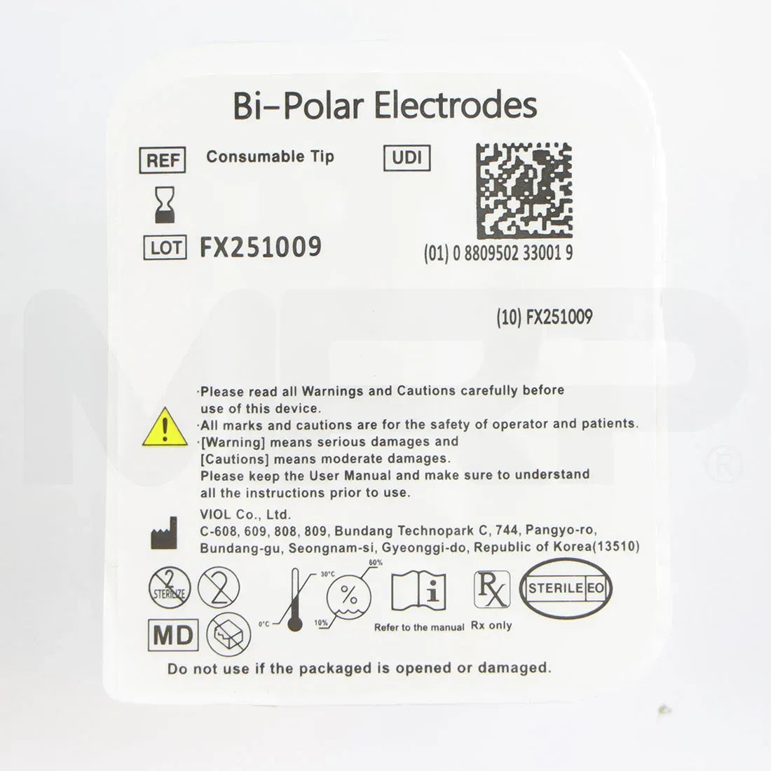 Viol Sylfirm X XE-25 Bi-Polar Electrodes Consumable Tip Label
