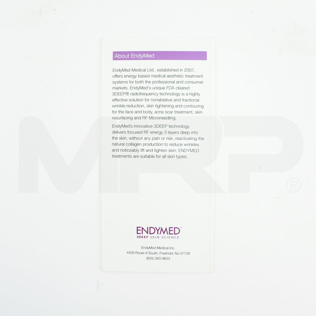EndyMed 3DEEP Patient Brochure Back