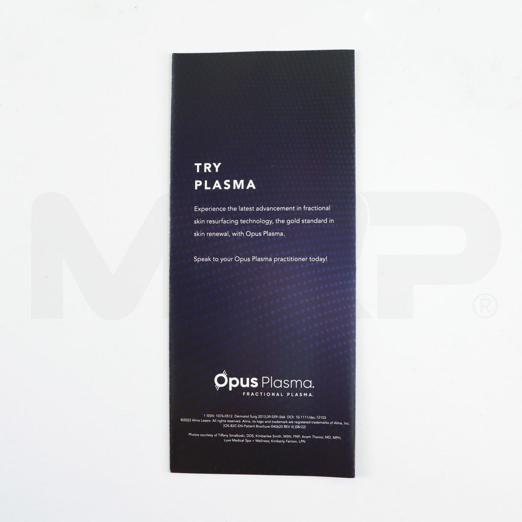Alma Opus Plasma "Love Laser? Try Plasma" Patient Brochure Back