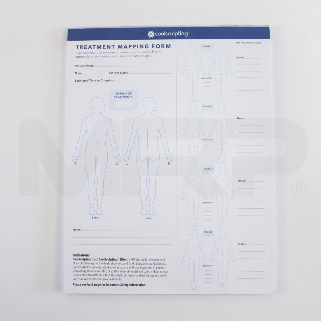 Zeltiq CoolSculpting Treatment Mapping Practice Forms, 20-Pages