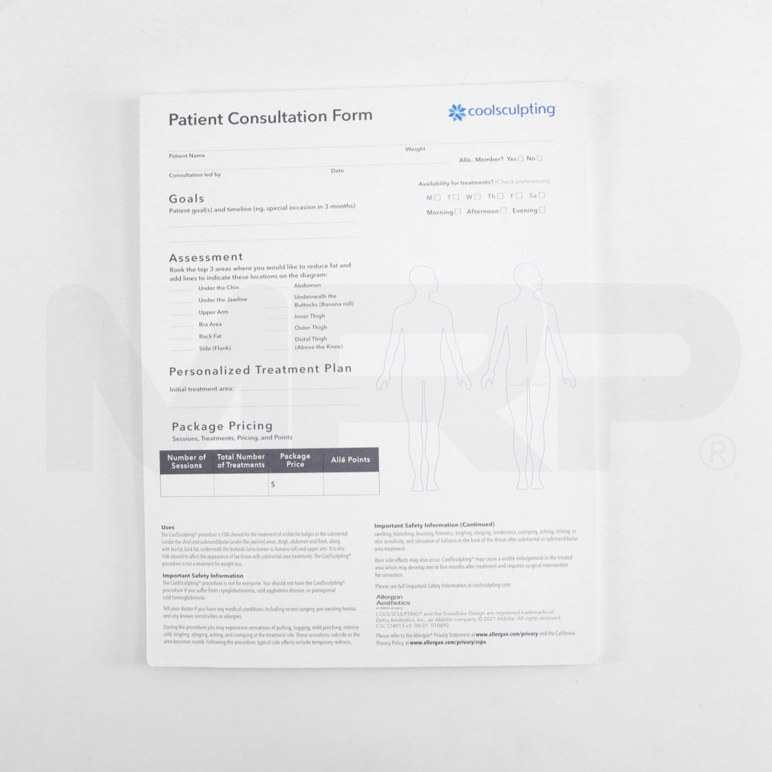 Zeltiq Coolsculpting Patient Consultation Forms, 25-Pages