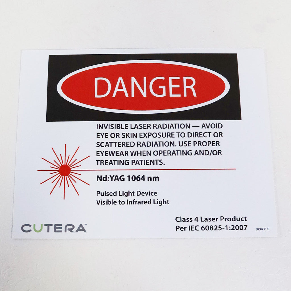 Cutera Xeo Nd:YAG 1064nm & IPL Laser Room Safety Danger Warning Sign