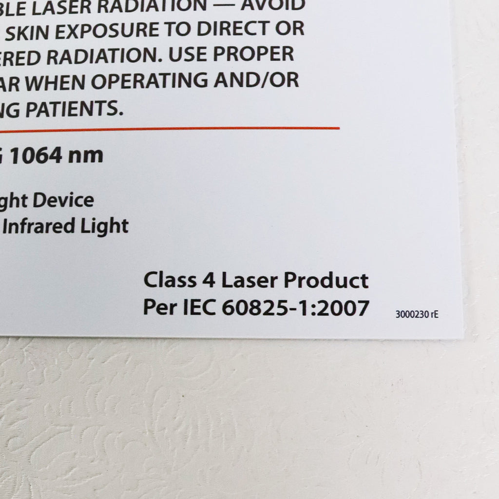 Cutera Xeo Nd:YAG 1064nm & IPL Laser Room Safety Danger Warning Sign