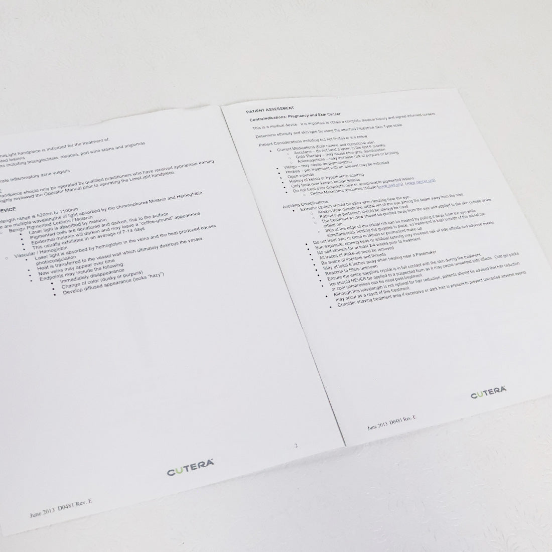 Cutera LimeLight Treatment Guidelines Manual D0481 Rev E June 2013