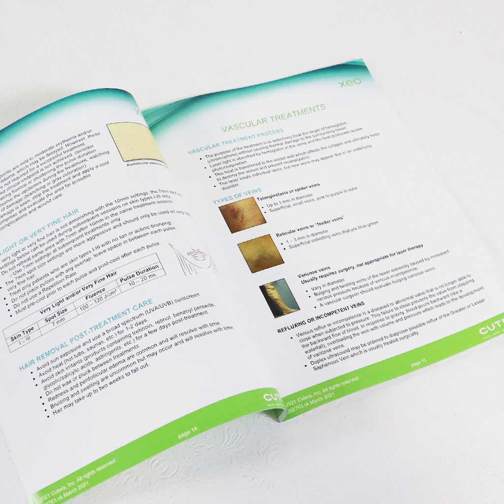 2021 Cutera Xeo Nd Yag Treatment Guidelines Guide Manual Booklet D002763