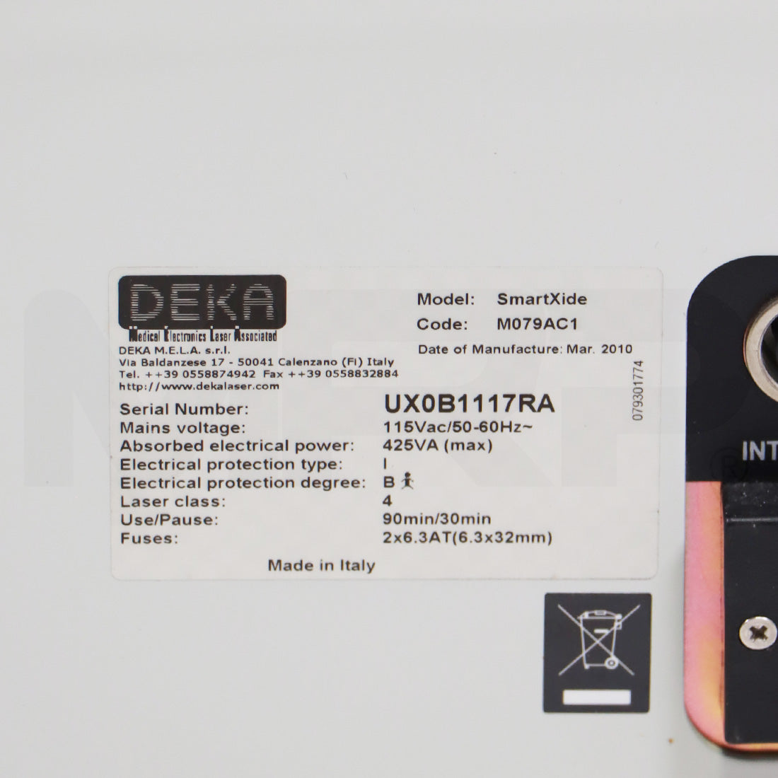 2010 DEKA Smartxide DOT CO2 Laser HiScan Scanner Skin Resurface Device M079R1