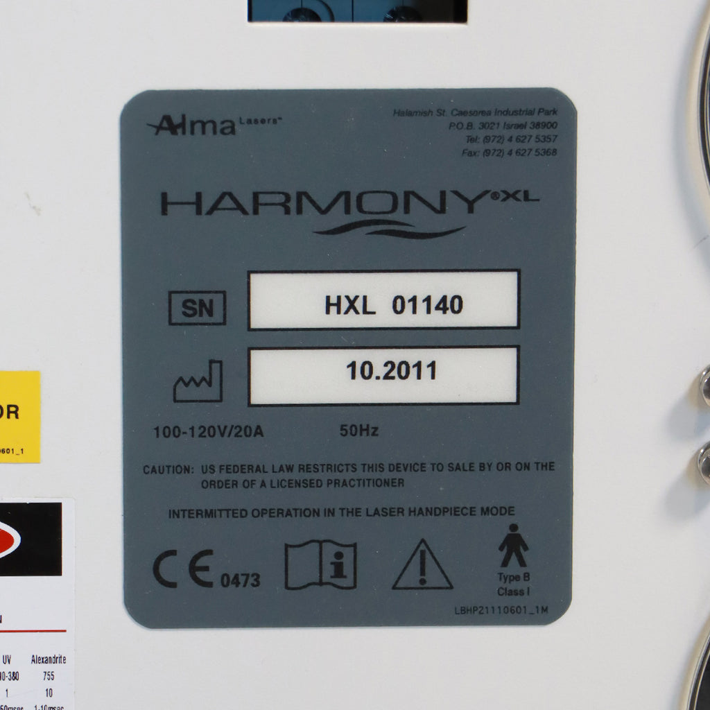 2011 Alma Harmony XL Laser VL/PL QS ST SHR HP Tattoo Removal Pigments