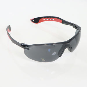 3M Black/Red Flat Temple Frame Grey Tinted Lenses Safety Glasses