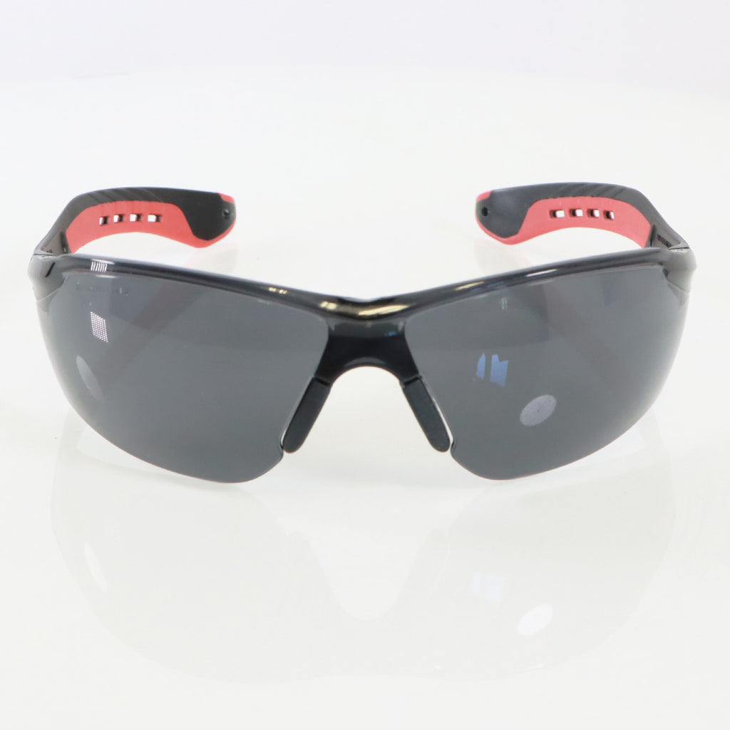 3M Black/Red Flat Temple Frame Grey Tinted Lenses Safety Glasses