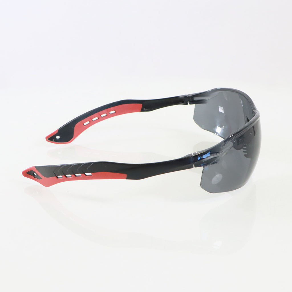 3M Black/Red Flat Temple Frame Grey Tinted Lenses Safety Glasses