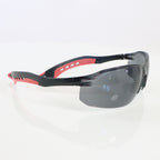 3M Black/Red Flat Temple Frame Grey Tinted Lenses Safety Glasses