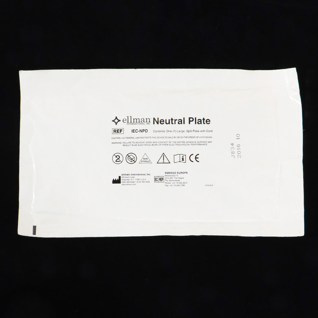 Ellman Neutral Plate Large Reusable Coated-Dual IEC-NPD