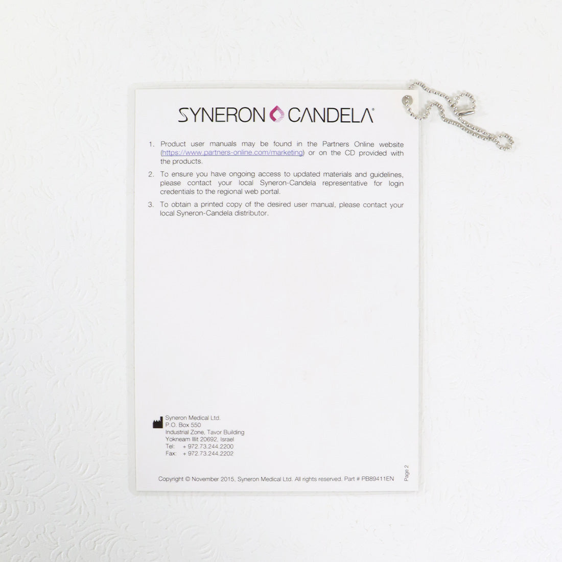 Syneron Candela Laser Operator User Instructions Prevent Burns Warning Guide