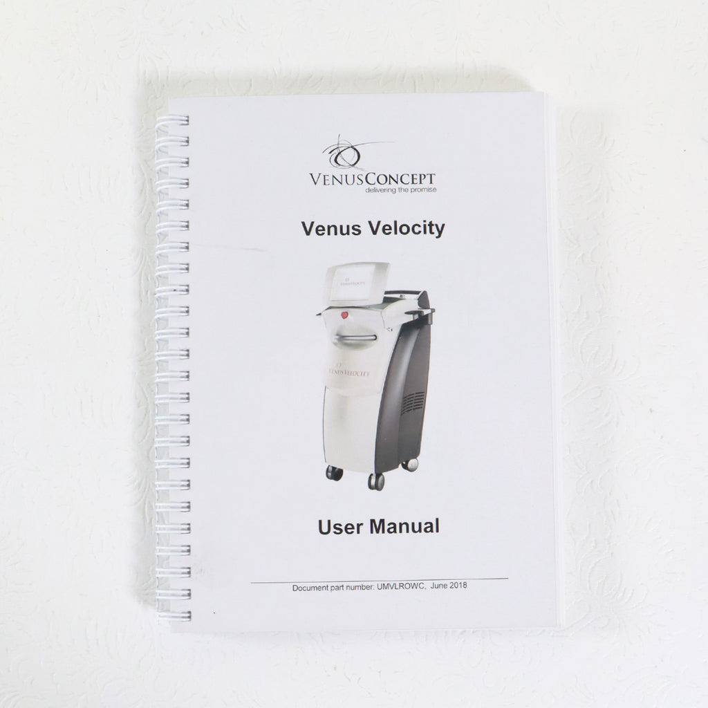 2018 VenusConcept Venus Velocity Diode Laser User Manual Operator Guide UMVLTOWA