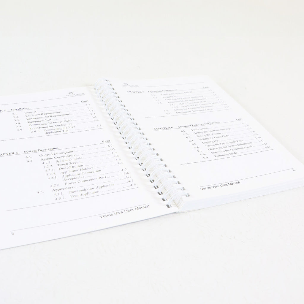 2016 VenusConcept Venus Viva Laser User Manual Operator Guide DCVIROW7NIA