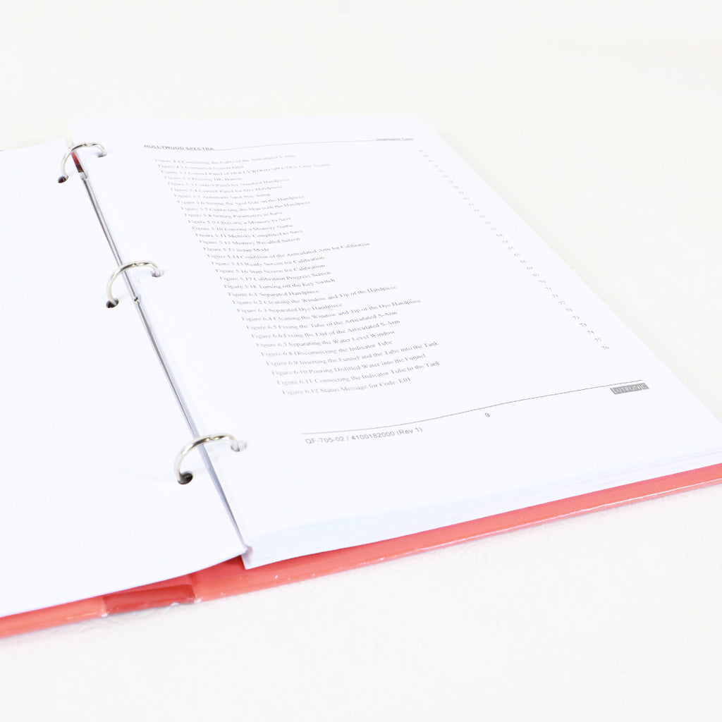 Lutronic Hollywood Spectra Operators Manual Hardcover Double Sided Color Print