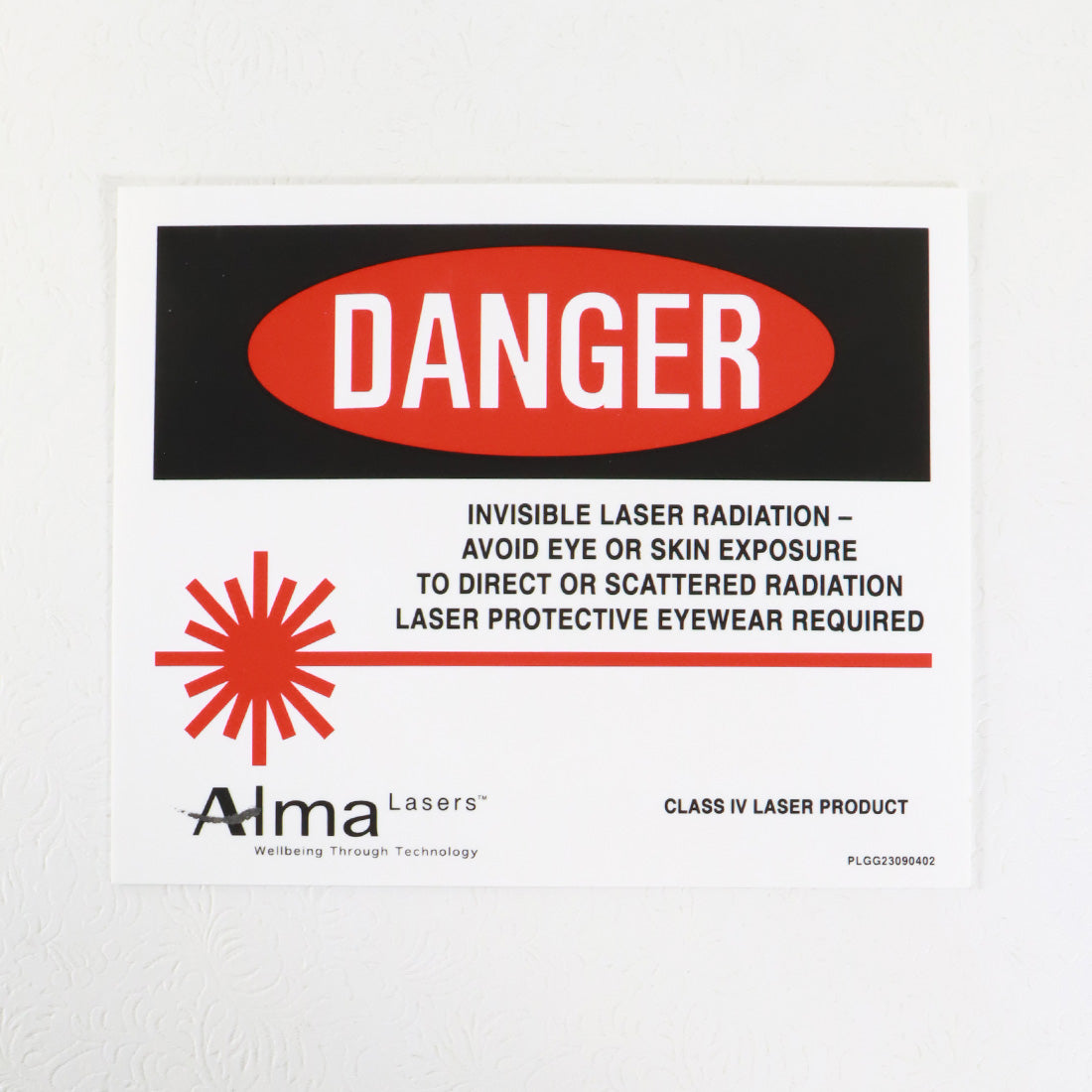 Alma Laser Danger Invisible Laser Radiation Clas IV Warning Sign PLGG23090402