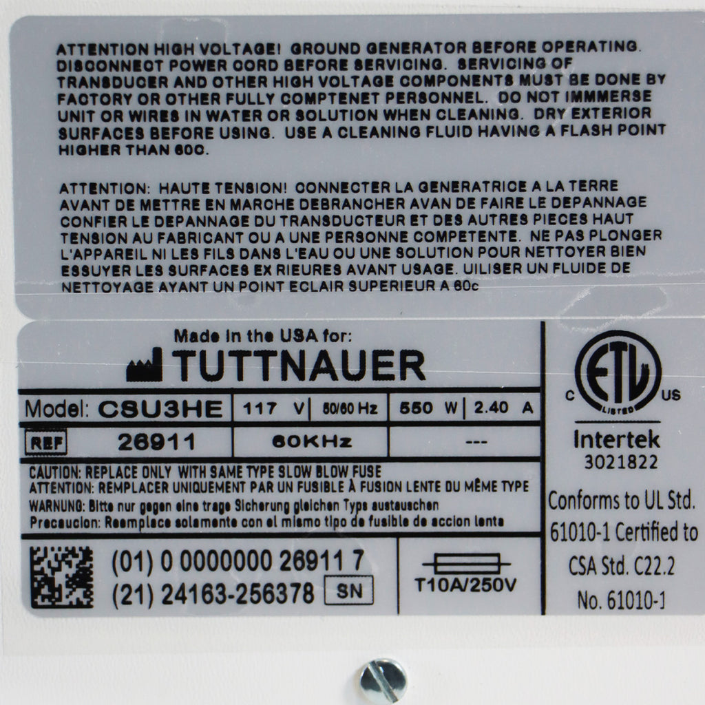 Tuttnauer Clean and Simple Ultrasonic Cleaner Three Gallon Capacity CSU3HE 26911