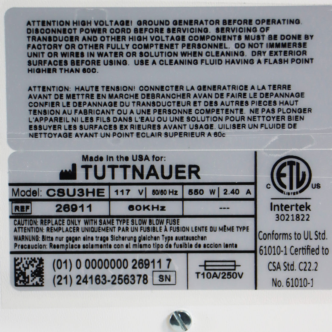 Tuttnauer Clean and Simple Ultrasonic Cleaner Three Gallon Capacity CSU3HE 26911