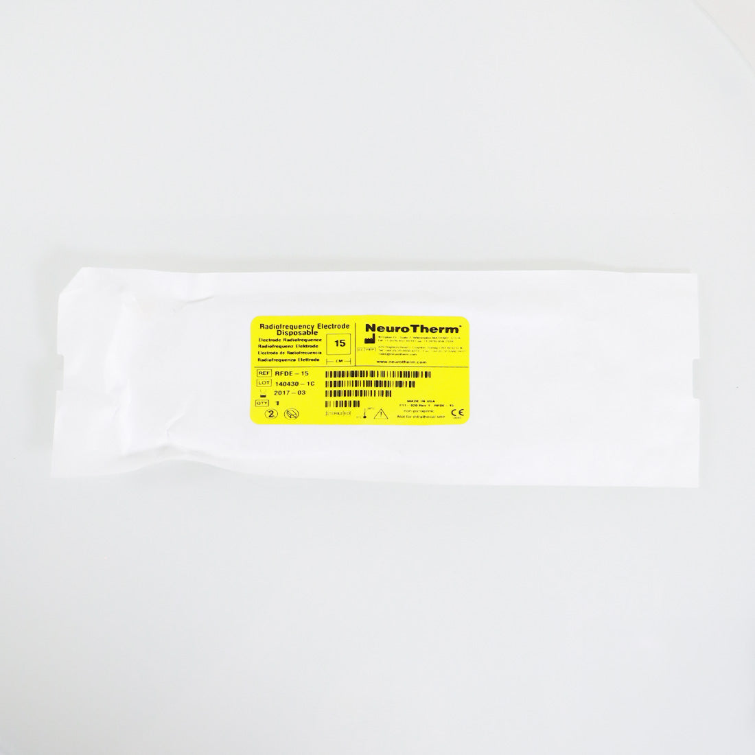 NeuroTherm Disposable RadioFrequency Electrode RFDE-15 RF Exp 3/2017 x1
