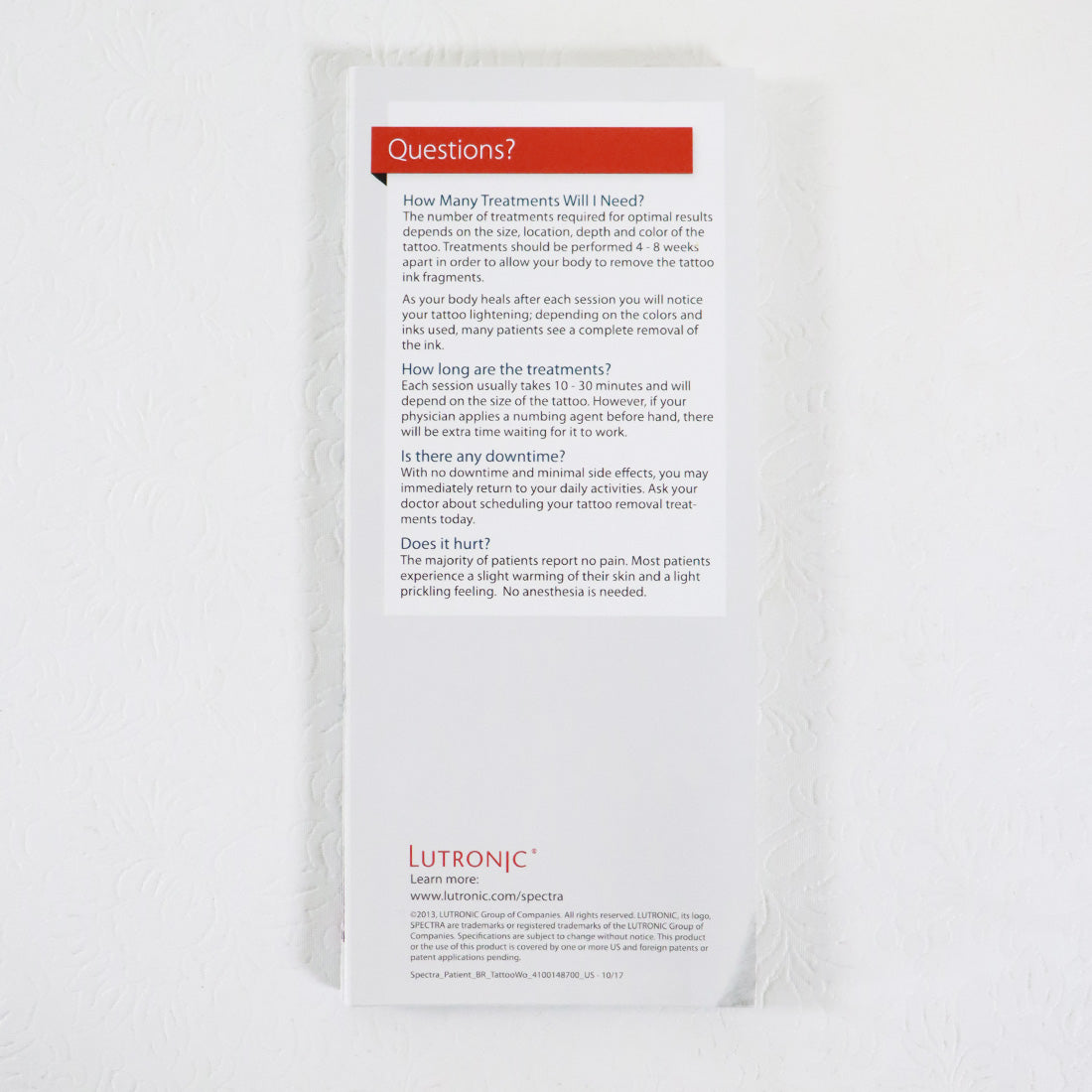 Lutronic Spectra Laser Tattoo Removal Brochure Pamphlet x18