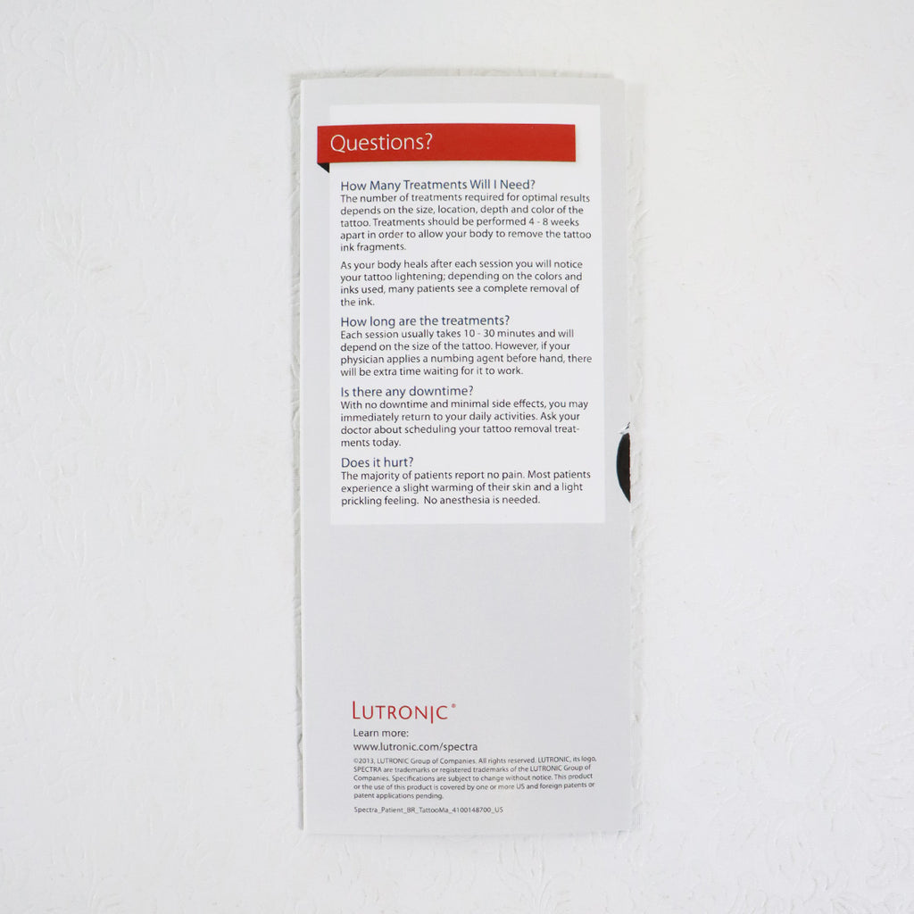 2013 Lutronic Spectra Laser Tattoo Removal Brochure Pamphlet x16