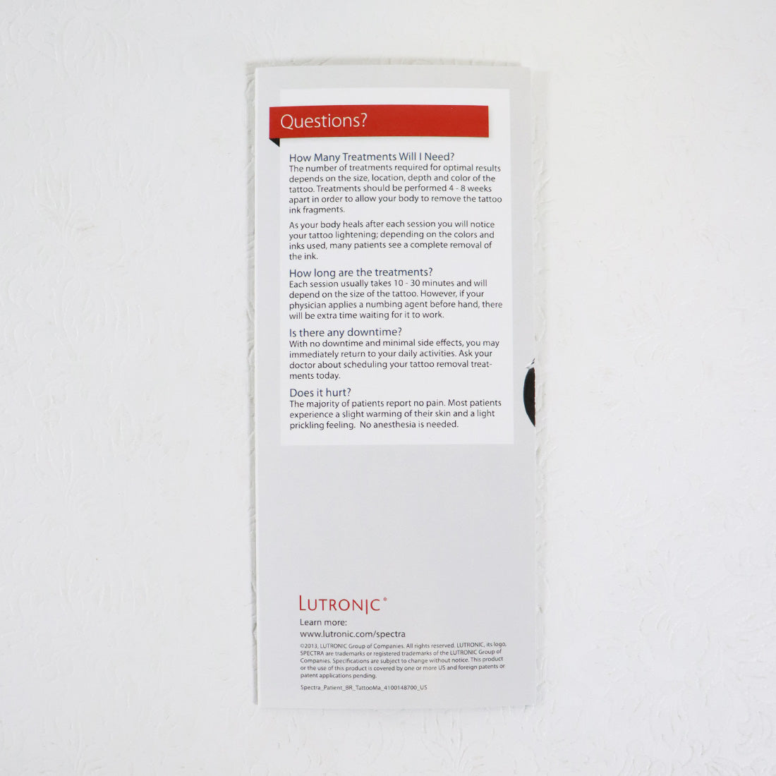 2013 Lutronic Spectra Laser Tattoo Removal Brochure Pamphlet x16